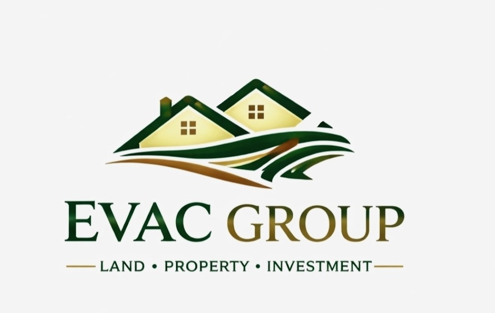EVAC Group logo — two houses with rolling green hills